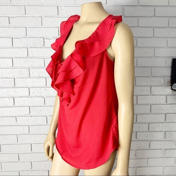 Mossimo Women's Top Red Sleeveless Ruffle Top - Picture 5 of 16